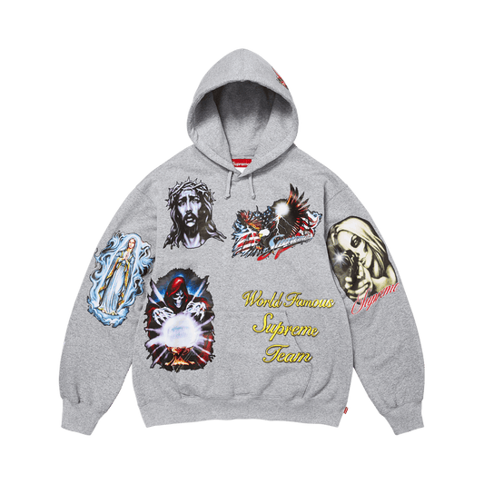 Supreme Stickers Hooded Sweatshirt Heather Grey