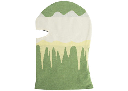 Off-White Painted Abstract Knit Balaclava Green