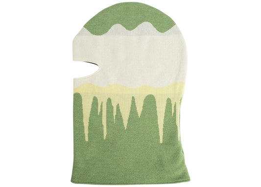 Off-White Painted Abstract Knit Balaclava Green