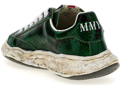 Maison Mihara Yasuhiro Charles OG Sole Leather Low Python Printed Green