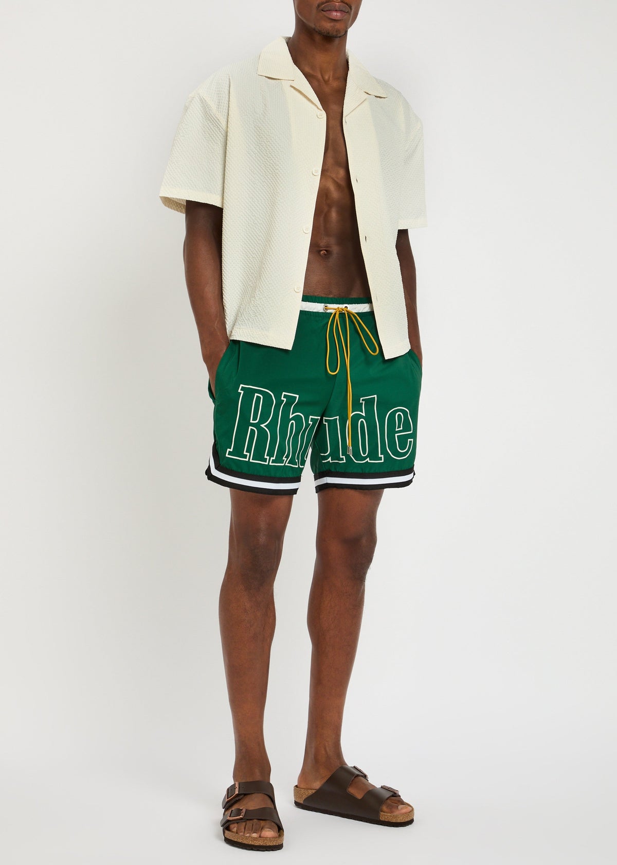 Rhude Printed Basketball Swim Shorts Green