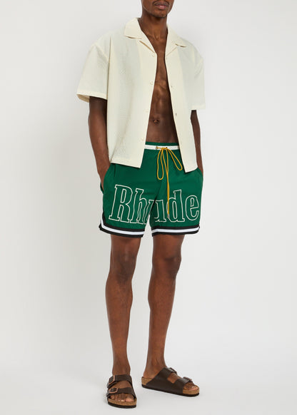 Rhude Printed Basketball Swim Shorts Green