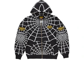 Supreme Vanson Leathers Spider-Man Zip Up Hooded Sweatshirt Black