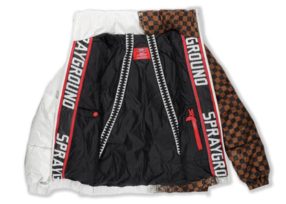 Sprayground Spray Checkered Puffer Down Jacket White Brown