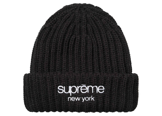 Supreme Classic Logo Chunky Ribbed Beanie (FW26) Black