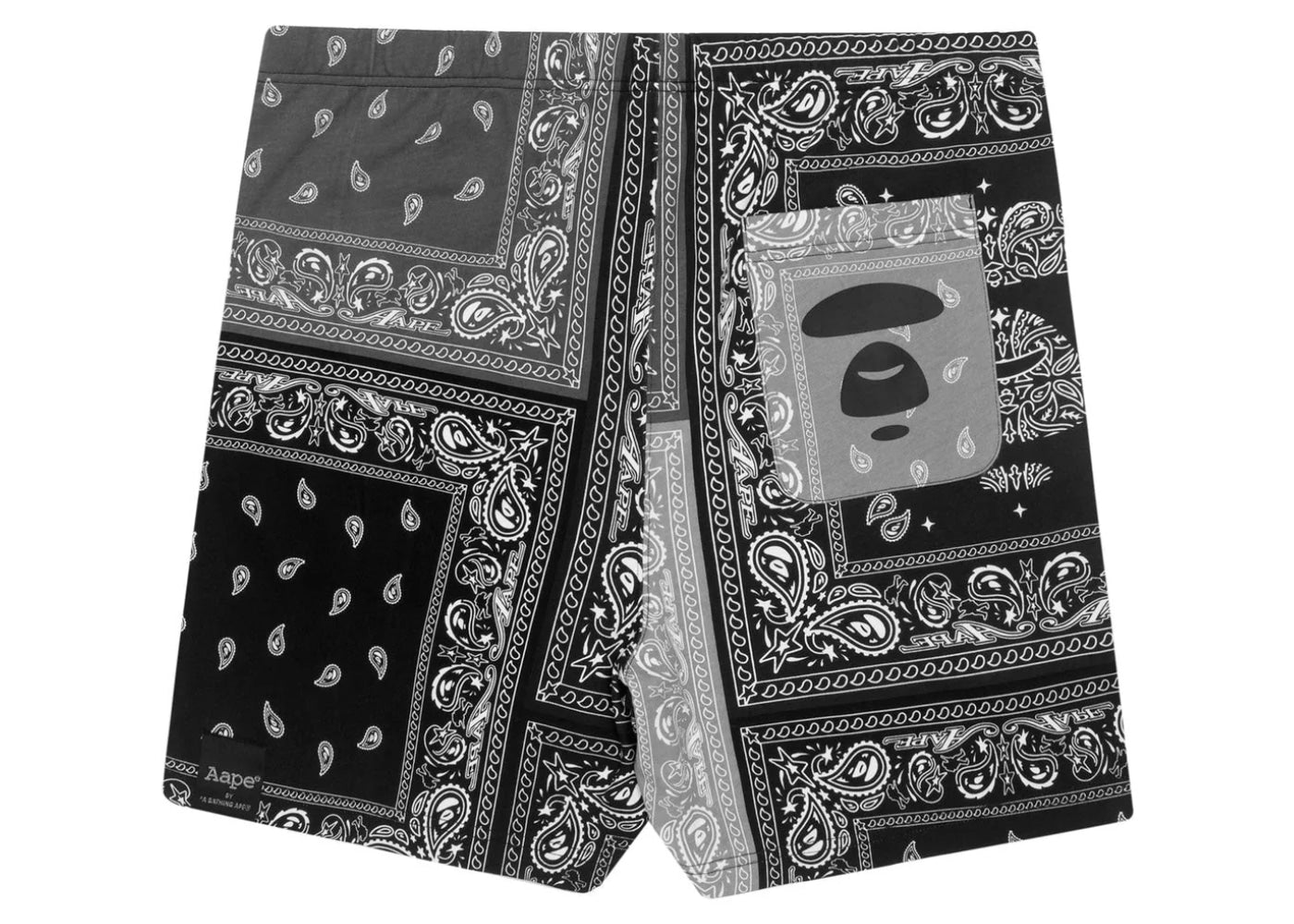 AAPE Bape Bandana Jersey Shorts Black White