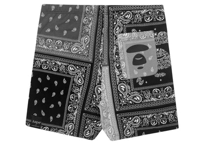 AAPE Bape Bandana Jersey Shorts Black White