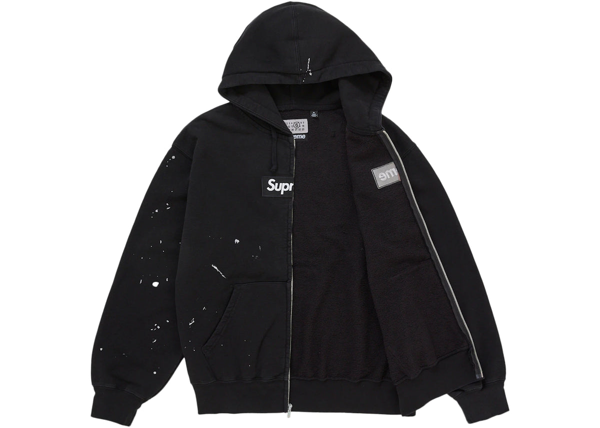 Supreme MM6 Maison Margiela Box Logo Zip Up Hooded Sweatshirt Black