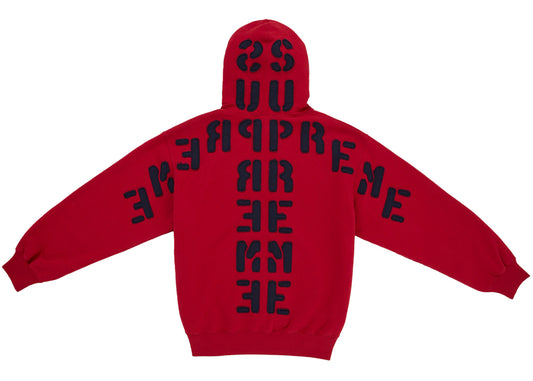 Supreme Mirrored Applique Hooded Sweatshirt Red