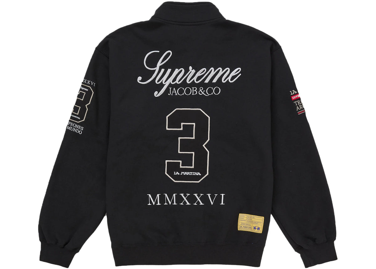 Supreme La Martina Zip Up Sweatshirt Black