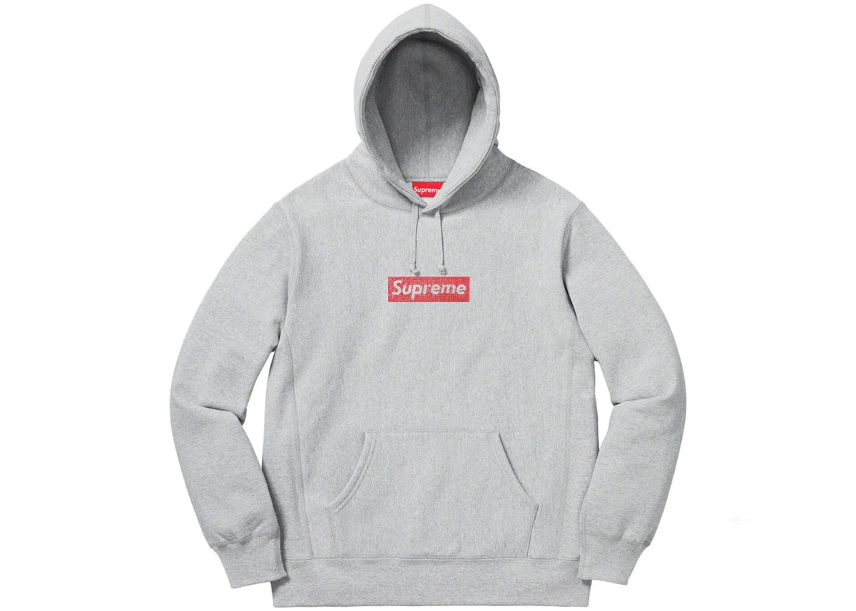 Supreme Swarovski Box Logo Hoodie Heather Grey