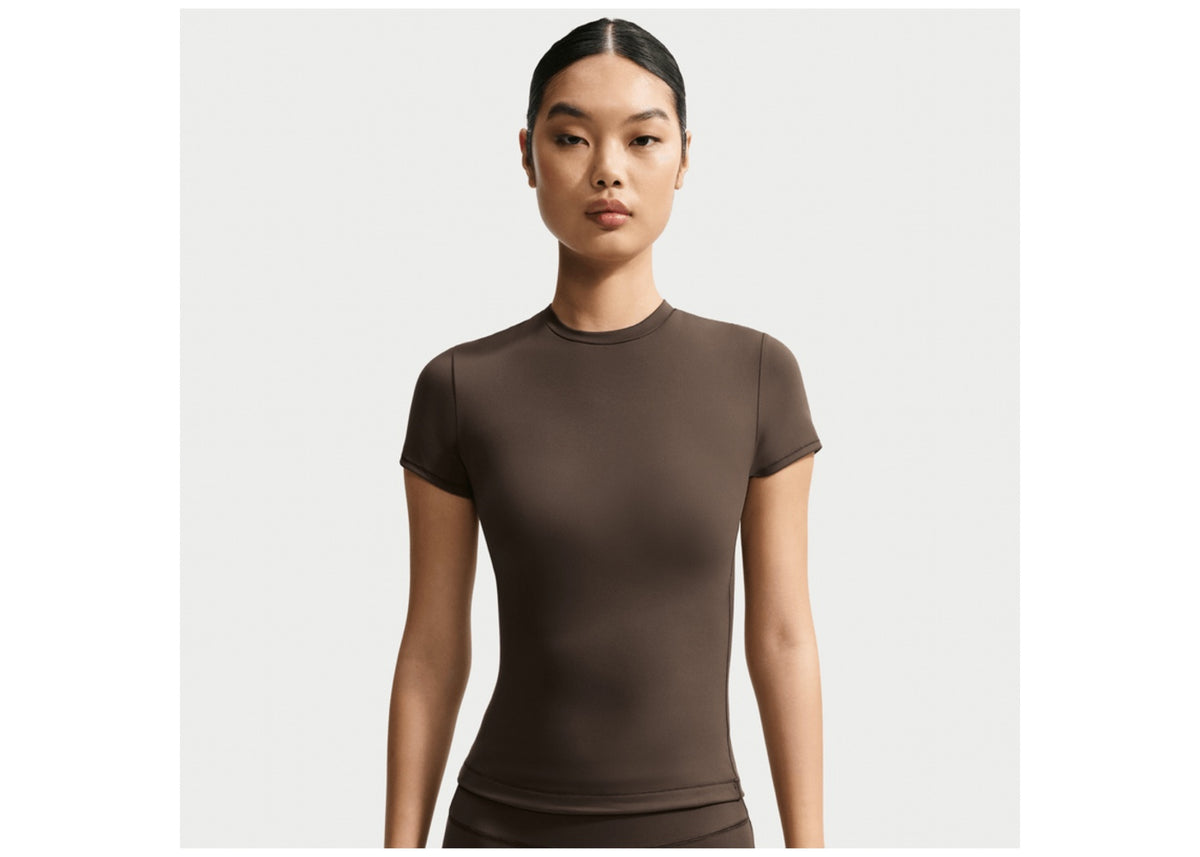 NikeSKIMS Matte Women's Padded Baby T-Shirt NSKM Dark Sepia/NSKM Dark Sepia